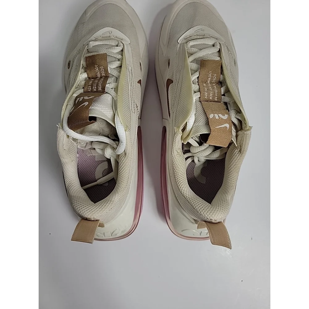 Nike Women's Cream and Pink Athletic Sneakers with Brown Swoosh - Picture 7 of 9